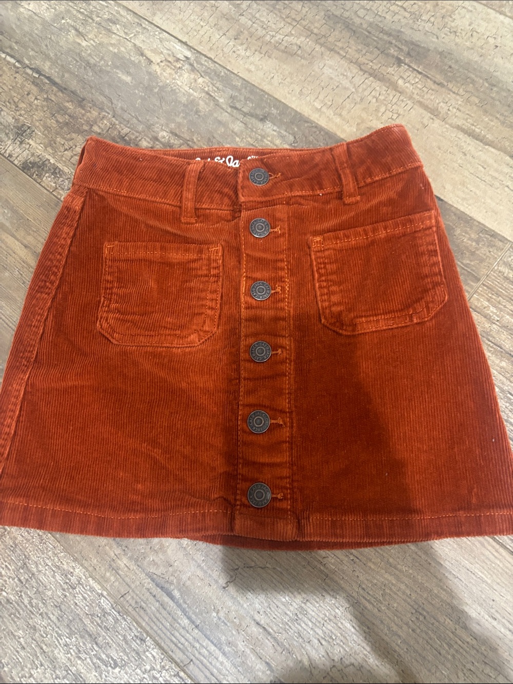 Cat & Jack Rust Button-Front Corduroy A-Line Mini Skirt